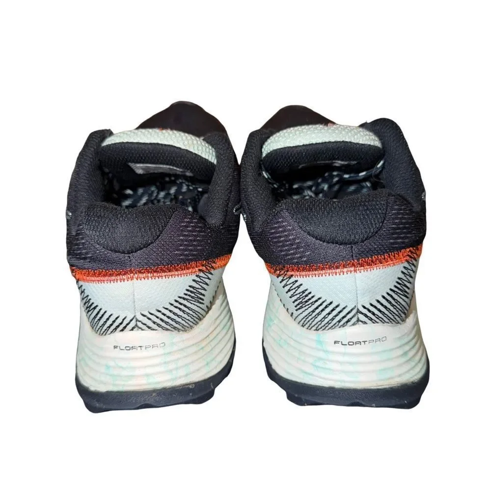 Merrell Women's Black and White Cushioned Trail Runner with Red Accent size 9